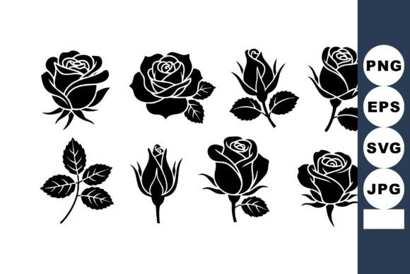 Black Silhouette Rose Graphics for Blog Illustrations