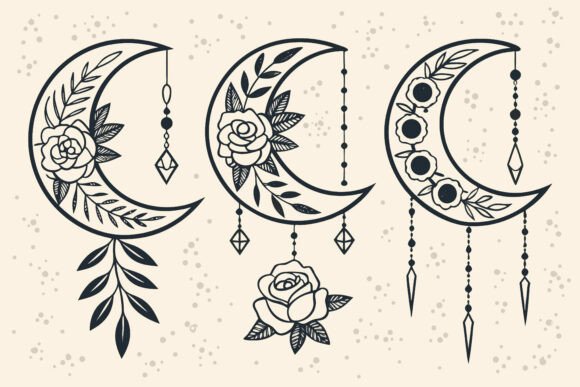 Boho Crescent Moons Graphics & Illustrations Review