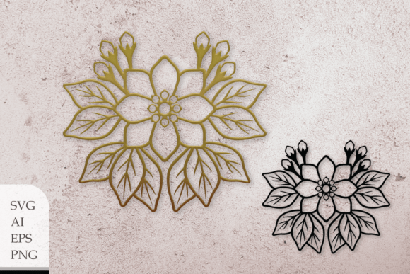Brooch with Flowers and Leaves: Premium Graphics & Illustrations