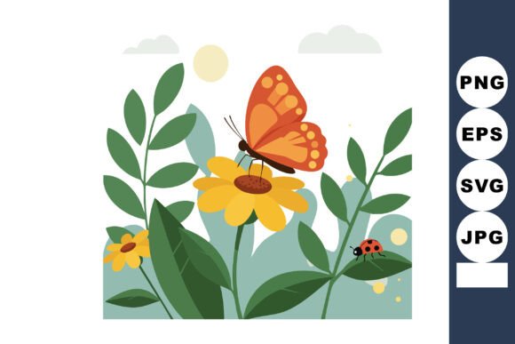 Butterfly & Ladybug Graphics: Peaceful Illustrations