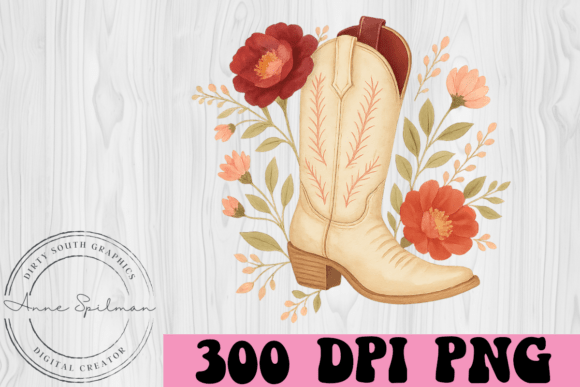 Cowgirl Boot Flowers: Premium Graphics & Illustrations