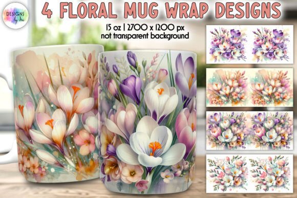 Crocus Flowers Mug Wrap: Spring Graphics & Illustrations