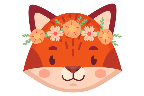 Cute Fox in Flowers: Spring Graphics & Illustrations