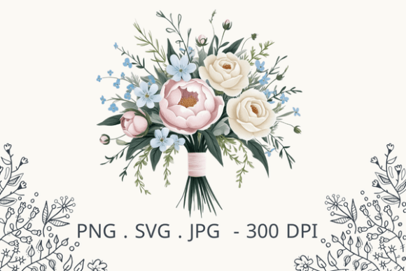 Cute Wedding Bouquet Flowers Clipart: Graphics & Illustrations