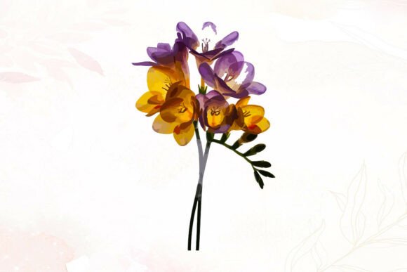 Freesia Flowers with Wisps of Smoke: Graphics & Illustrations