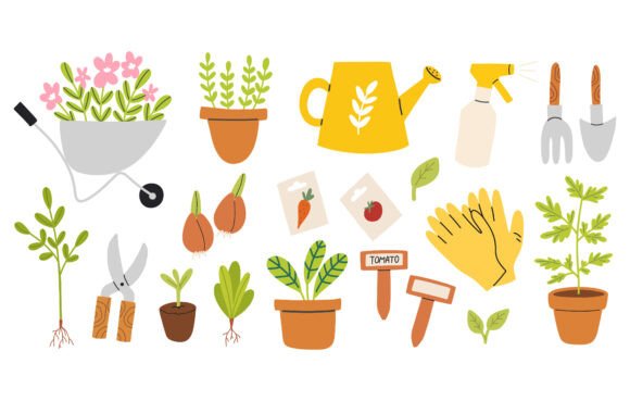 Gardening Tools & Flowers: Premium Graphics and Illustrations