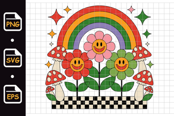 Groovy Smiley Flowers: Fun Graphics & Illustrations
