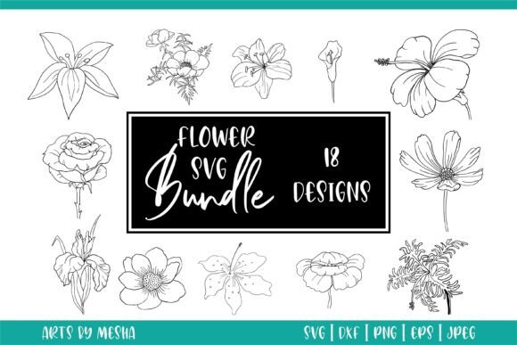 Hand-Drawn Flowers SVG Bundle: Graphics & Illustrations