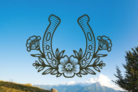 Horseshoe and Flowers PNG: Graphics & Illustrations