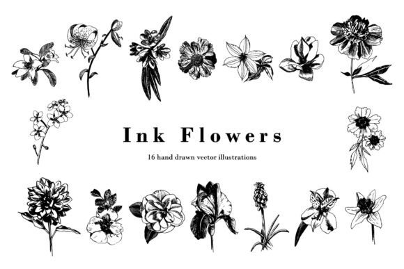 Ink Flowers: Elegant Graphics & Illustrations