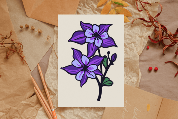 Layered Columbine Flowers SVG: Premium Graphics & Illustrations