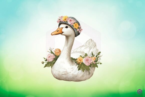 Mama Goose Wearing Bonnet with Flowers 2: Graphics & Illustrations