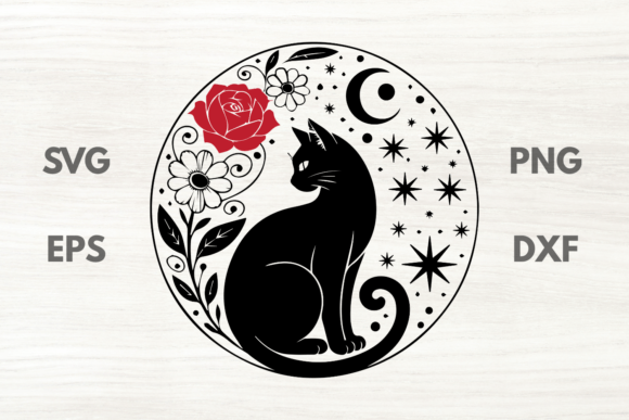 Melancholic Black Cat SVG: Graphics & Illustrations