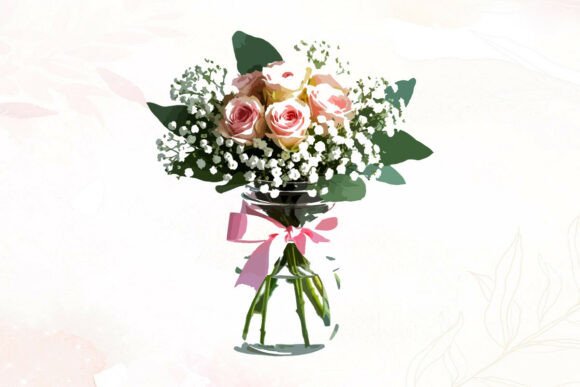 Pink Roses & Baby's Breath: Soft Graphics for Illustrations