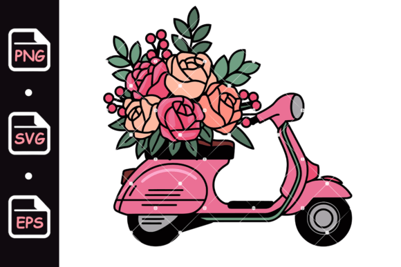Pink Vintage Scooter: Graphics & Illustrations