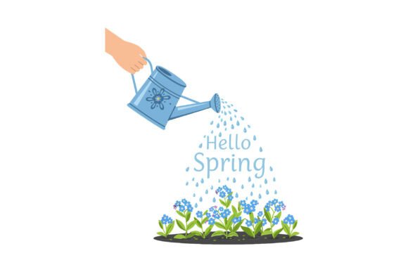 Review: A Hand Watering Vibrant Blue Flowers in