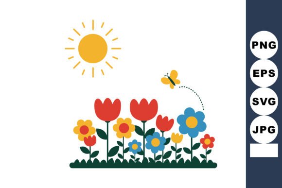 Review: Colorful Spring Flowers with Yellow Sun for Embroidery