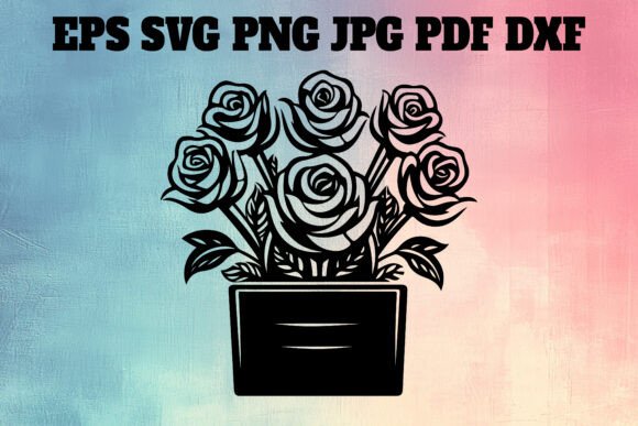 Roses Box Silhouette Clipart: Premium Graphics & Illustrations