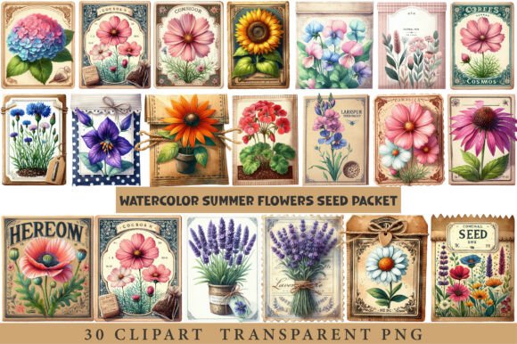 Summer Flowers Seed Packet Clipart: Graphics & Illustrations
