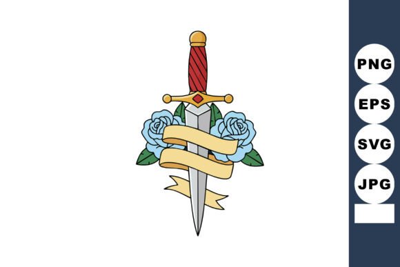 Sword with Blue Roses Graphics & Illustrations Review
