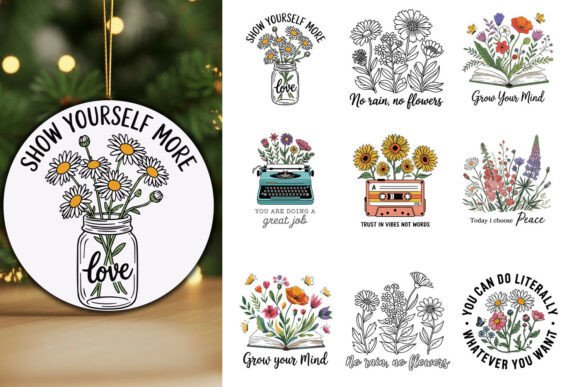 Vintage Flowers Sublimation Bundle: Graphics & Illustrations