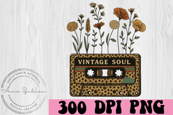 Vintage Soul Cassette Tape Flowers: Graphics & Illustrations